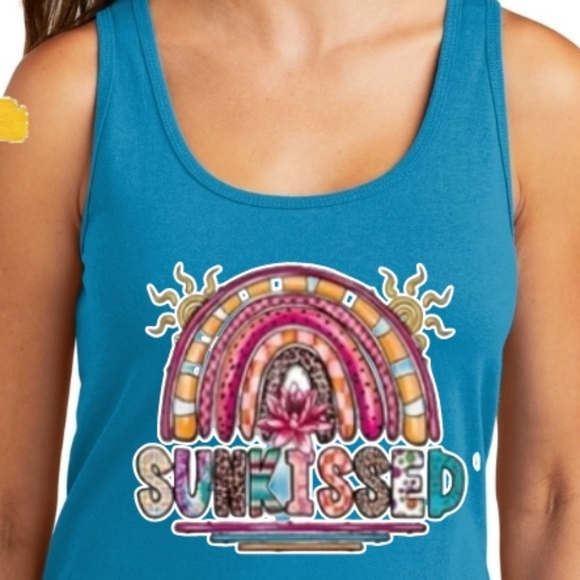 Hand Crafted Tops - NWT BEACH VIBES- Sunkissed Tank Top Handmade DTF GRAPHICS COMFY COTTON